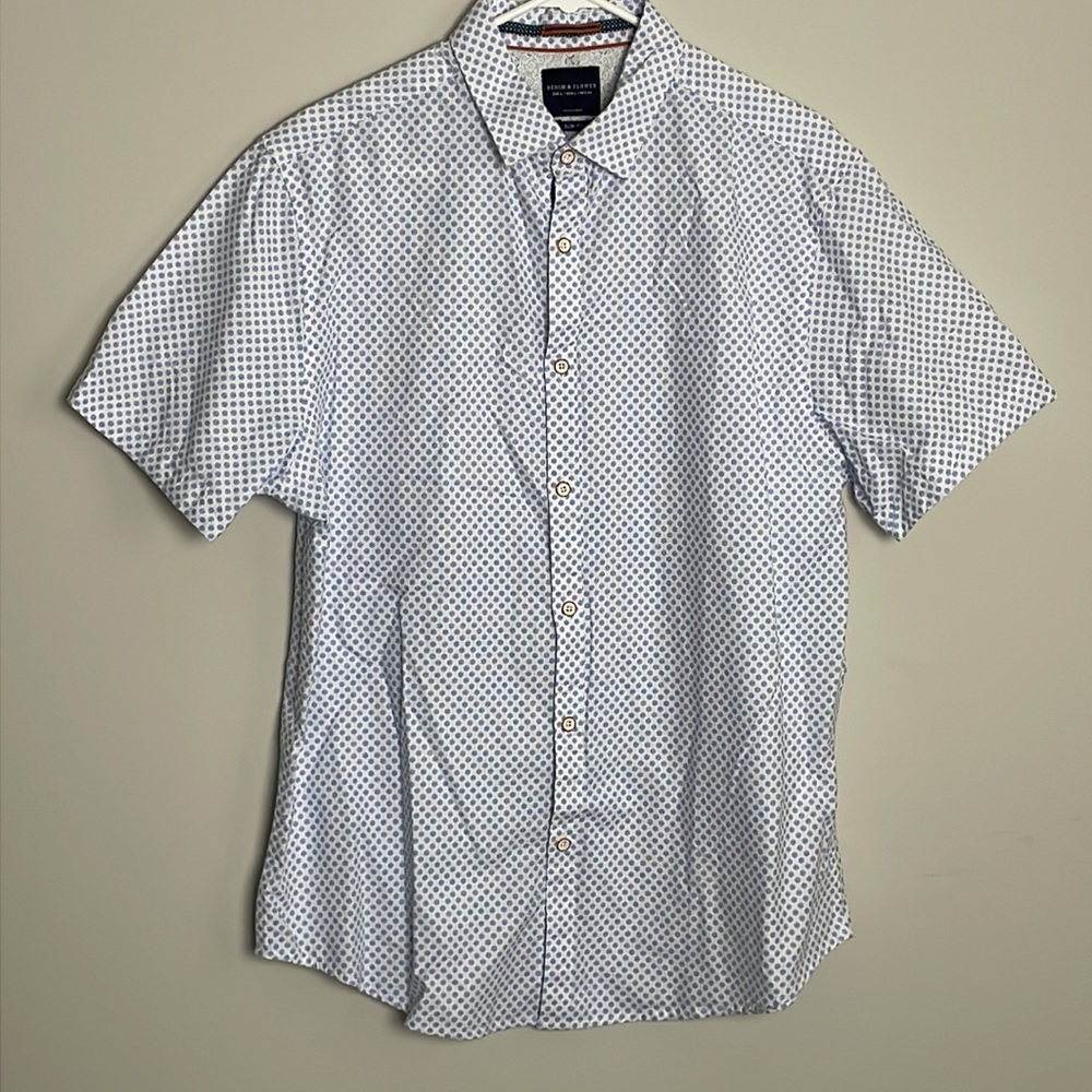 Denim & Flower Ricky Singh Slim Fit Casual Button Down Short Sleeve- size Large